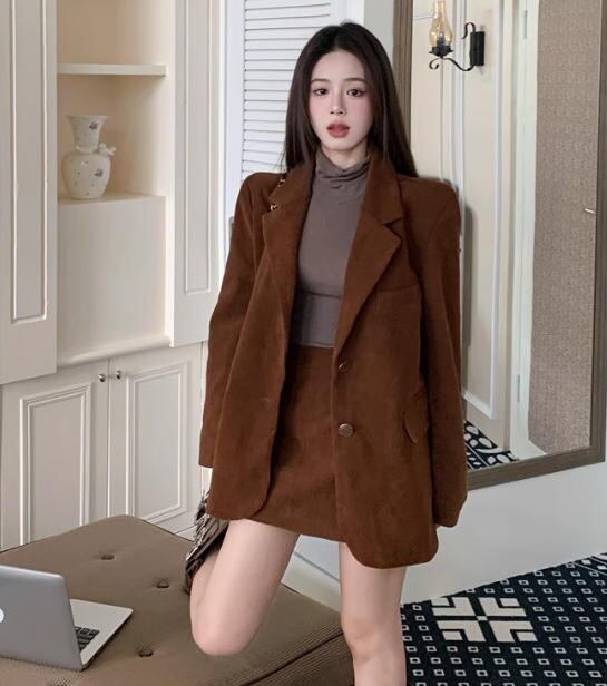 コーデュロイジャケット＆ショートスカート 6365-画像7-韓国ファッション通販POPREA［ポップリア］