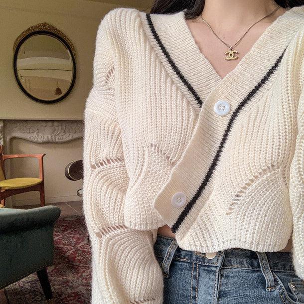 Vネックカシュクールニットカーディガン﻿ 6151-画像7-韓国ファッション通販POPREA［ポップリア］