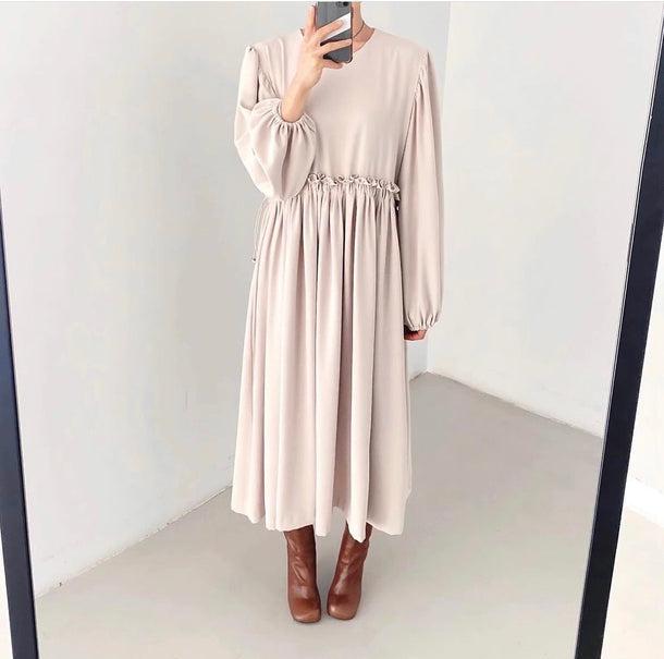 ウエストギャザーベーシックワンピース﻿ 6190-画像7-韓国ファッション通販POPREA［ポップリア］