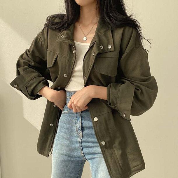 オーバーサイズウエストギャザーパーカー 6134-画像7-韓国ファッション通販POPREA［ポップリア］