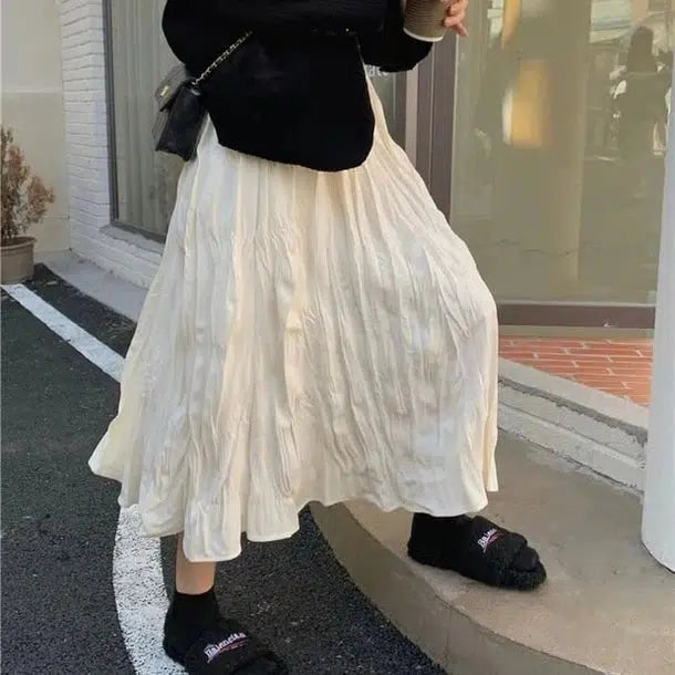 変形ランダムプリーツロングスカート ﻿﻿ 6580-画像7-韓国ファッション通販POPREA［ポップリア］