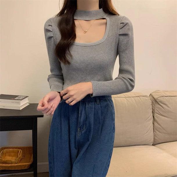 オープンバストハイネックリブニット﻿﻿﻿ 6259-画像7-韓国ファッション通販POPREA［ポップリア］