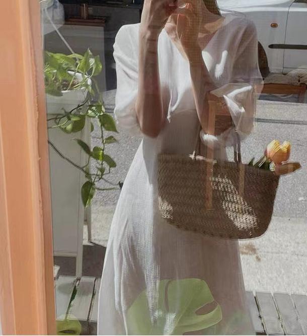 パフスリーブプレーンワンピース﻿﻿ 6649-画像7-韓国ファッション通販POPREA［ポップリア］