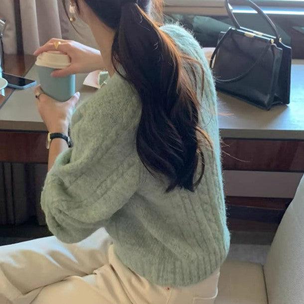 ライトカラーケーブルニットカーディガン 6298-画像7-韓国ファッション通販POPREA［ポップリア］