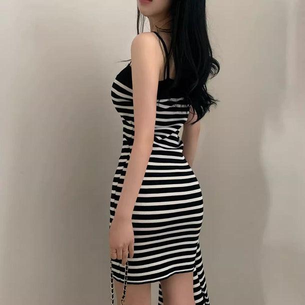 ボーダーキャミタイトワンピース＆カーディガン﻿ 6132-画像7-韓国ファッション通販POPREA［ポップリア］