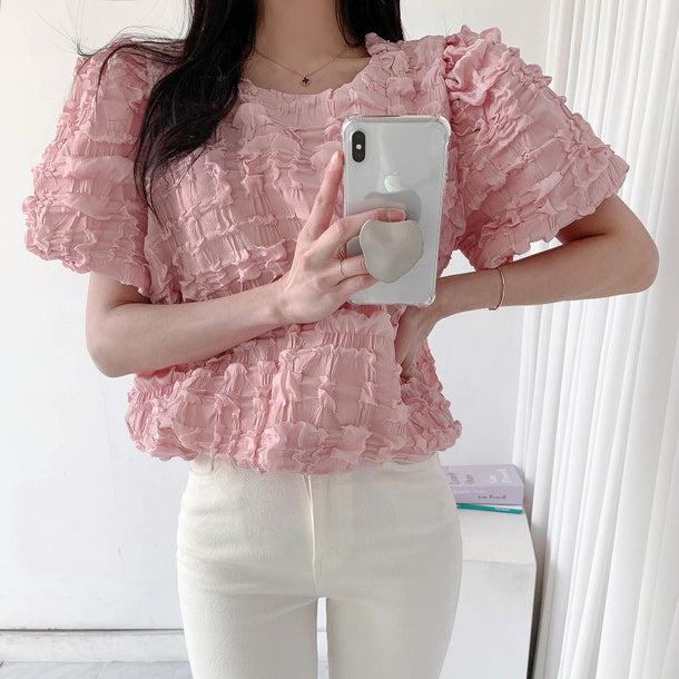 フレンチニッチラウンドネックパフスリーブシャツ 5997-画像7-韓国ファッション通販POPREA［ポップリア］