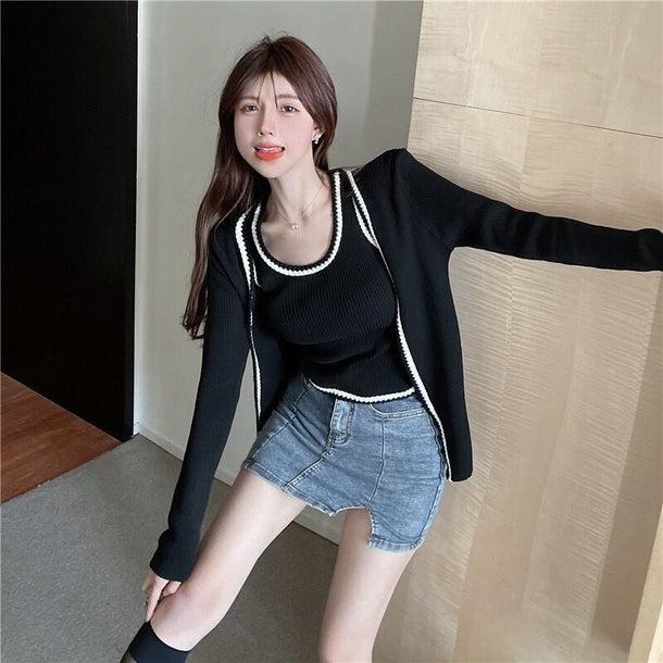 スリムタンク＆リブカーディガン 6131-画像7-韓国ファッション通販POPREA［ポップリア］