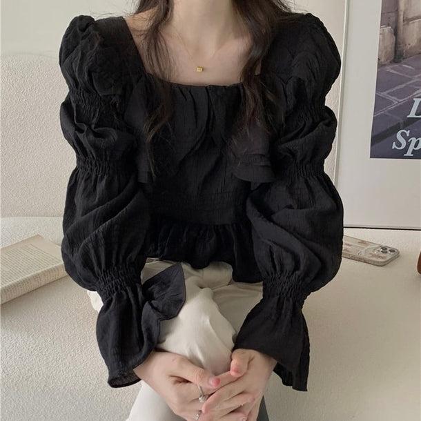 スクエアネックフレアスリーブ﻿﻿ 6112-画像7-韓国ファッション通販POPREA［ポップリア］