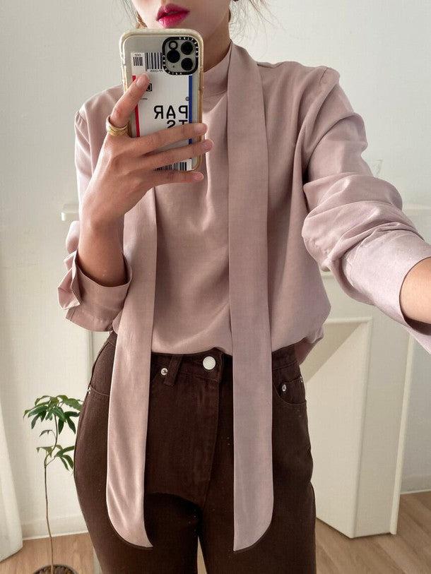 ボウタイ長袖オフィスブラウス 6364-画像7-韓国ファッション通販POPREA［ポップリア］