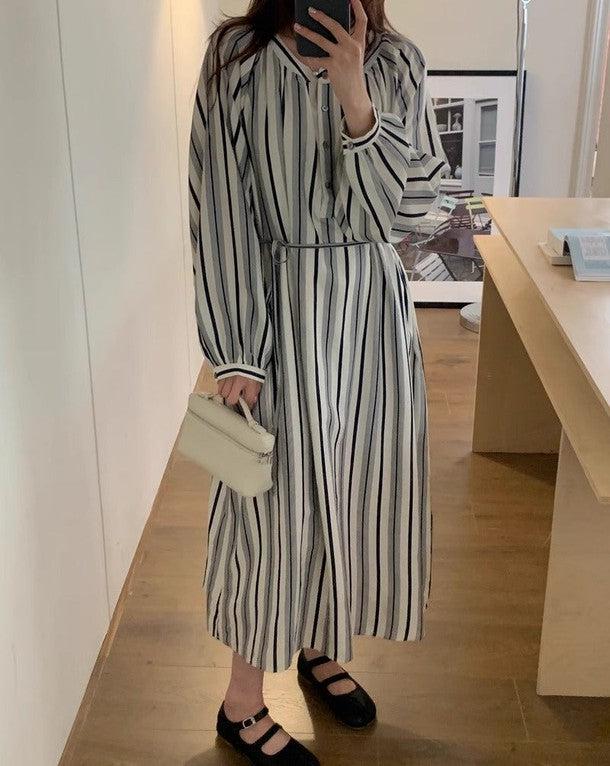 ラウンドネックストライプワンピース ﻿ 6532-画像7-韓国ファッション通販POPREA［ポップリア］