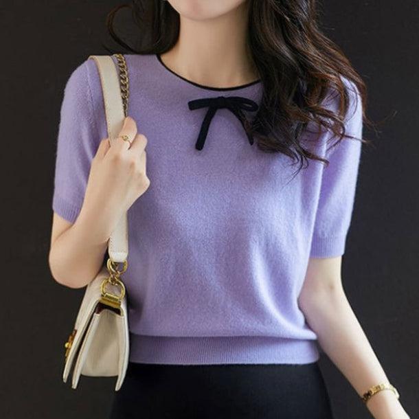 バイカラーバックボタンリボンニット 6141-画像7-韓国ファッション通販POPREA［ポップリア］