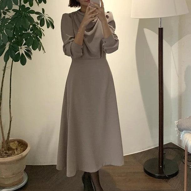 ドレープフロントネックワンピース﻿ 6445-画像7-韓国ファッション通販POPREA［ポップリア］