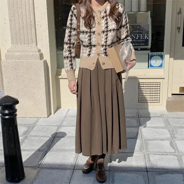 千鳥格子ショートカーディガン 6602-画像7-韓国ファッション通販POPREA［ポップリア］