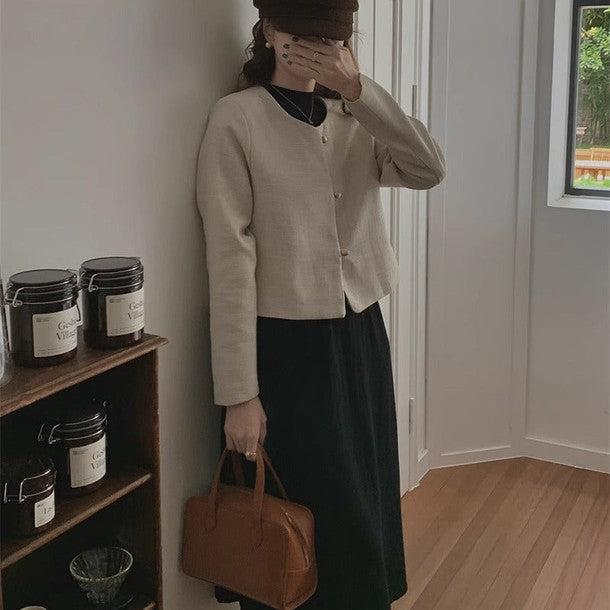 メタルゴールドボタンノーカラージャケット﻿ 6221-画像7-韓国ファッション通販POPREA［ポップリア］