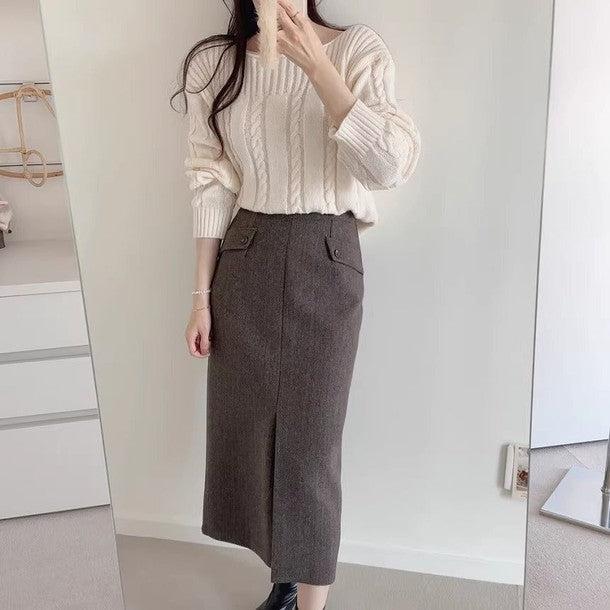 ボートネックケーブルニット 6471-画像7-韓国ファッション通販POPREA［ポップリア］