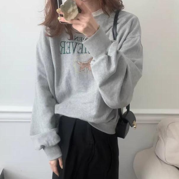 ゴールデンレトリバー刺繍スウエット 6171-画像7-韓国ファッション通販POPREA［ポップリア］