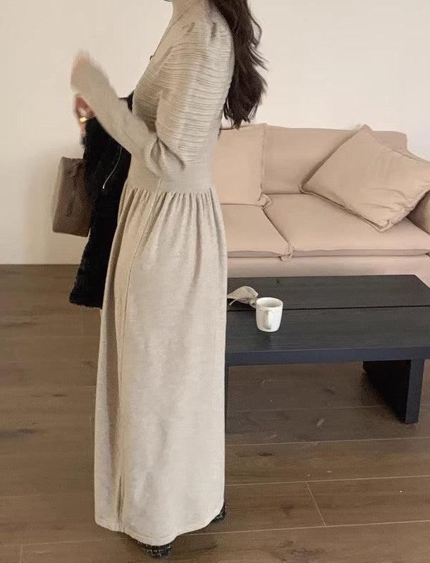 ハイネックギャザーニットロングワンピース 6368-画像7-韓国ファッション通販POPREA［ポップリア］