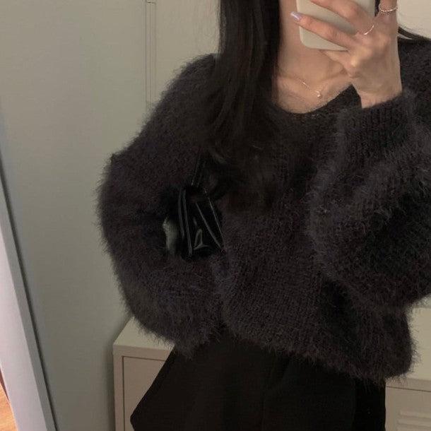 ルーズVネックシャギーニット 6394-画像7-韓国ファッション通販POPREA［ポップリア］