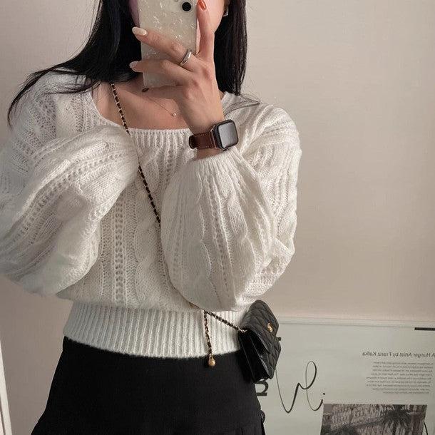 スクエアネックケーブルニット﻿ 6245-画像7-韓国ファッション通販POPREA［ポップリア］