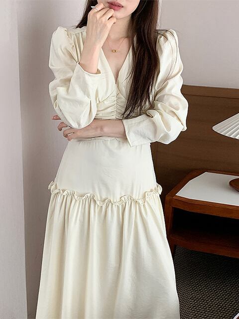 Vネックスプライシングワンピース 6155-画像8-韓国ファッション通販POPREA［ポップリア］