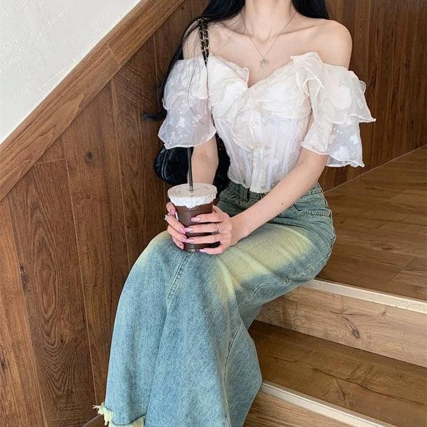 オフショルダーフリルブラウス 6074-画像8-韓国ファッション通販POPREA［ポップリア］