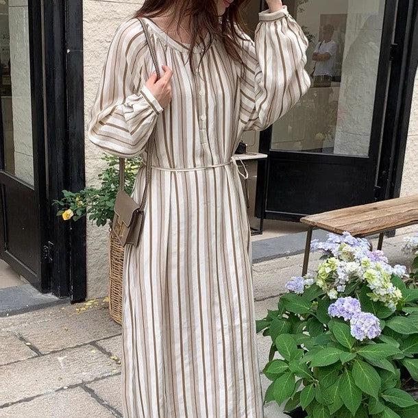 ラウンドネックストライプワンピース ﻿ 6532-画像8-韓国ファッション通販POPREA［ポップリア］