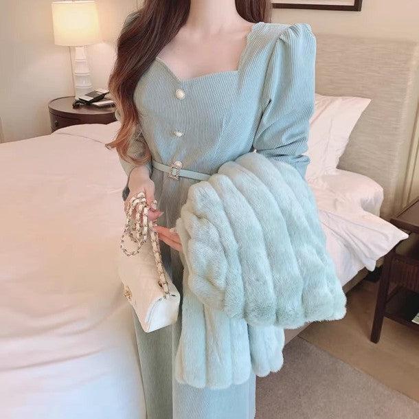 ハートネックフェイクビジューボタンワンピース 6458-画像8-韓国ファッション通販POPREA［ポップリア］