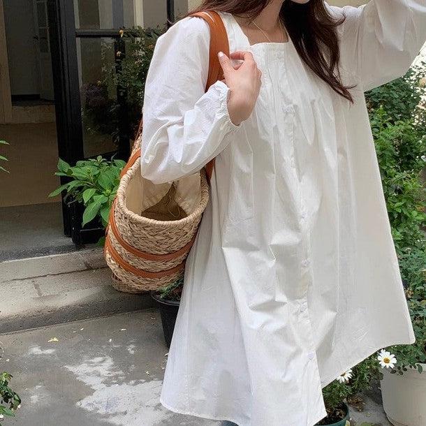 ノーカラーフロントボタンワンピース 6539-画像8-韓国ファッション通販POPREA［ポップリア］