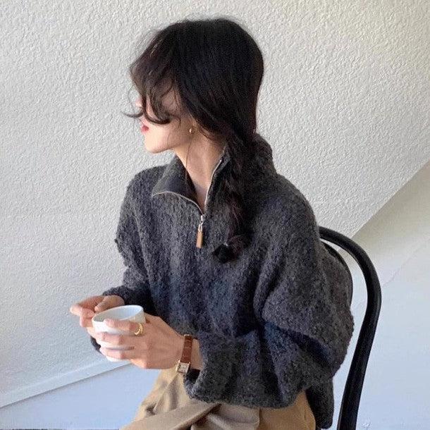 もこもこハイネックハーフジッパーニット 6321-画像8-韓国ファッション通販POPREA［ポップリア］