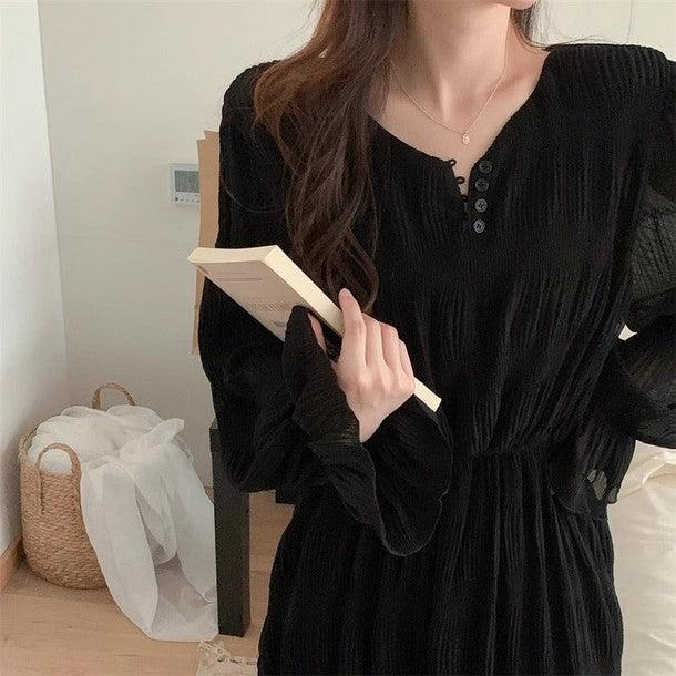 クリンクルロングワンピース 6547-画像8-韓国ファッション通販POPREA［ポップリア］