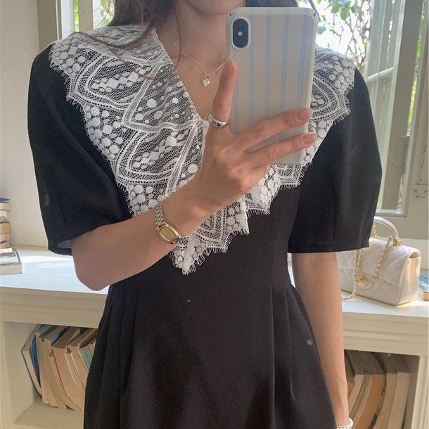 レトロレースパフスリーブドレス﻿ 6084-画像8-韓国ファッション通販POPREA［ポップリア］