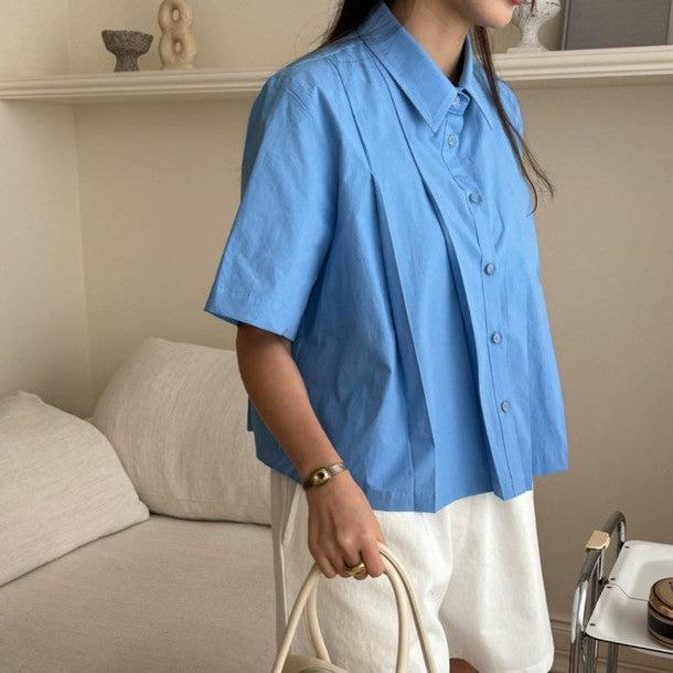 クロップドプリーツブラウス 6785-画像8-韓国ファッション通販POPREA［ポップリア］