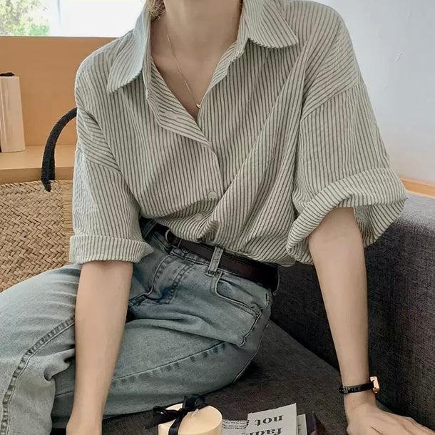 シンプルストライプシャツ 6061-画像8-韓国ファッション通販POPREA［ポップリア］