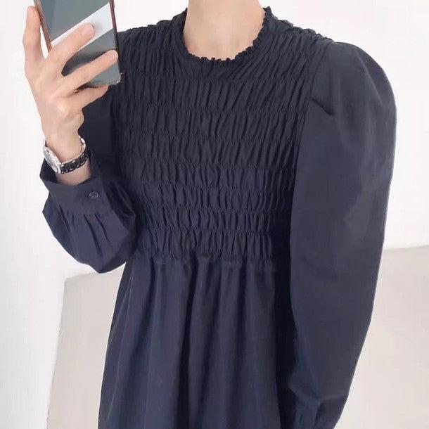 ハイネックフロントギャザーワンピース﻿ 6406-画像8-韓国ファッション通販POPREA［ポップリア］