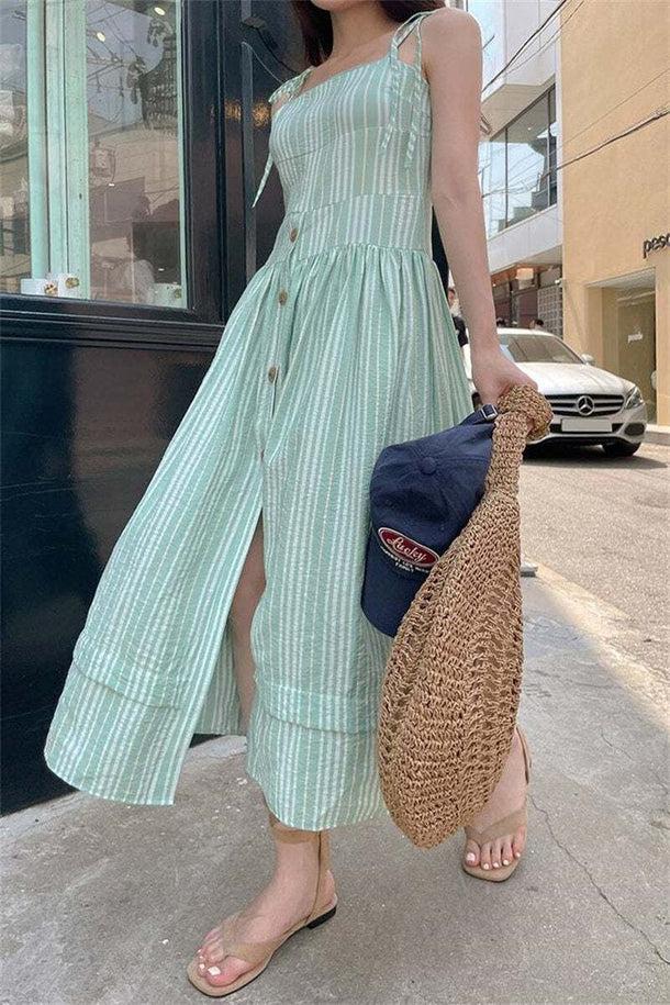 ミントストライプキャミワンピース﻿ 6086-画像8-韓国ファッション通販POPREA［ポップリア］