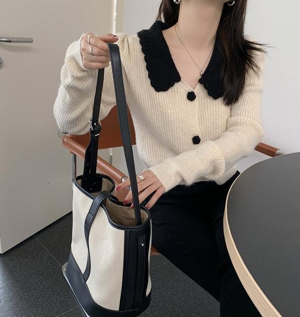 かぎ針フラワーボタンリブニット 6431-画像8-韓国ファッション通販POPREA［ポップリア］