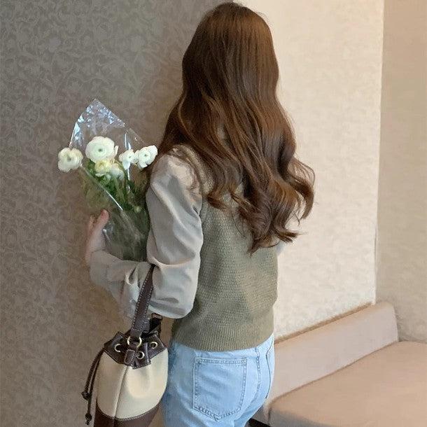 ドッキングニットベストブラウス 6422-画像8-韓国ファッション通販POPREA［ポップリア］