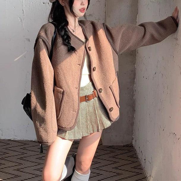 2ポケットノーカラーボアジャケット﻿﻿﻿﻿ 6260-画像8-韓国ファッション通販POPREA［ポップリア］