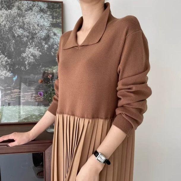 プリーツ切り替えニットロングワンピース﻿﻿﻿﻿﻿ 6263-画像8-韓国ファッション通販POPREA［ポップリア］