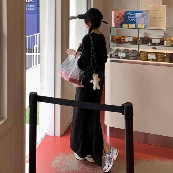 Vネックポイントロゴスエットワンピース﻿ 6207-画像8-韓国ファッション通販POPREA［ポップリア］