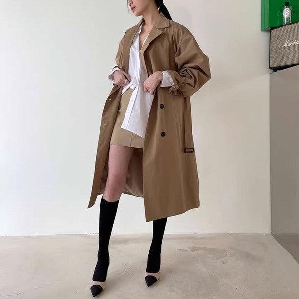 ボリューム袖ダブルブレストトレンチコート﻿ 6509-画像8-韓国ファッション通販POPREA［ポップリア］