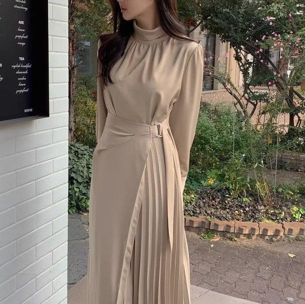 ハイネックプリーツラップワンピース 6455-画像8-韓国ファッション通販POPREA［ポップリア］