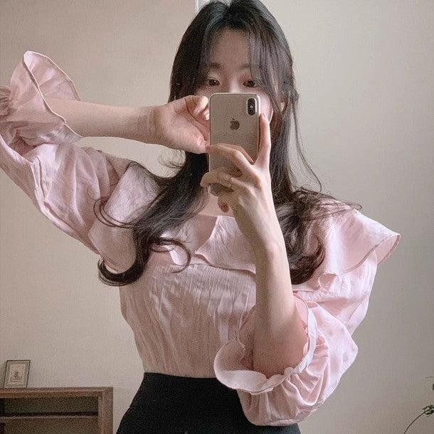 スクエアネックフリルブラウス 6487-画像8-韓国ファッション通販POPREA［ポップリア］