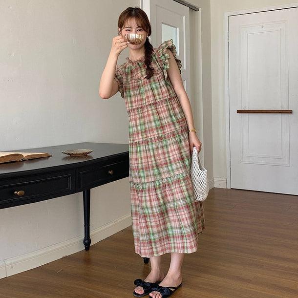 チェック柄ノースリーブワンピース﻿ 6087-画像8-韓国ファッション通販POPREA［ポップリア］