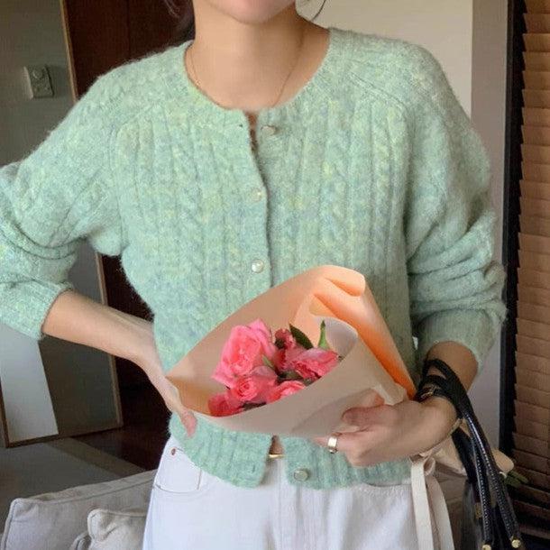 ライトカラーケーブルニットカーディガン 6298-画像8-韓国ファッション通販POPREA［ポップリア］