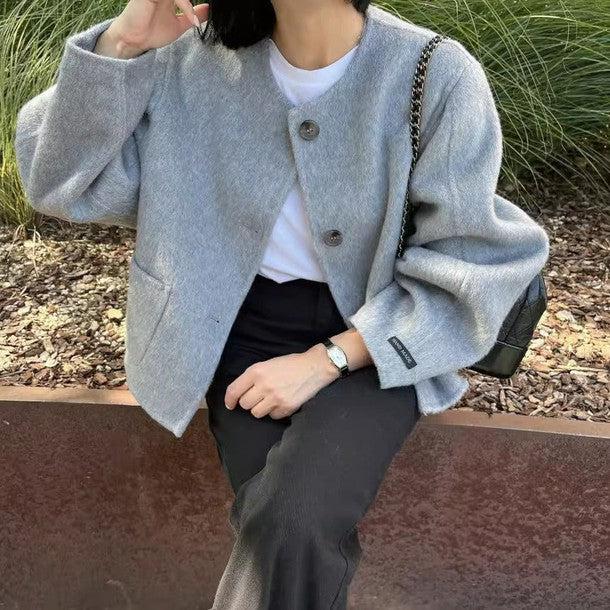 ウール混ボタンノーカラージャケット﻿﻿﻿﻿﻿ 6262-画像8-韓国ファッション通販POPREA［ポップリア］