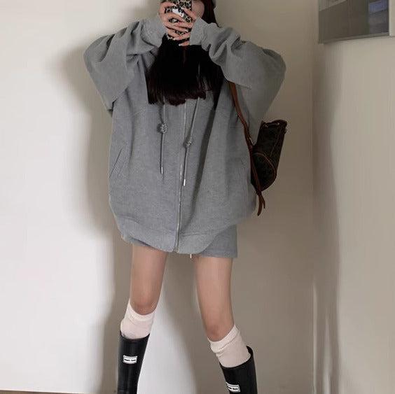 ジップアップオーバーサイズパーカー﻿ 6203-画像8-韓国ファッション通販POPREA［ポップリア］