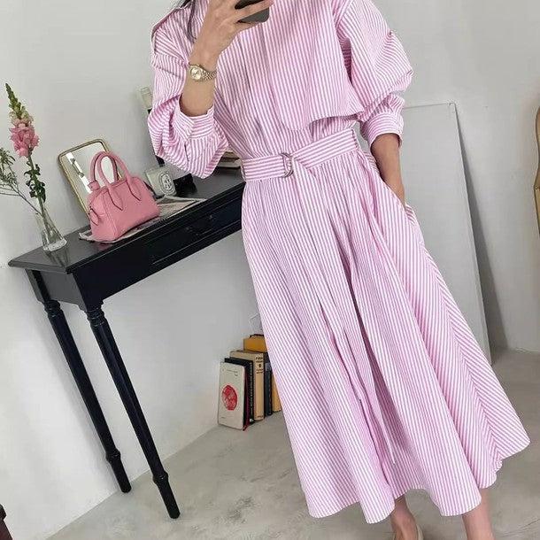 ストライプシャツワンピース﻿﻿ 6571-画像8-韓国ファッション通販POPREA［ポップリア］