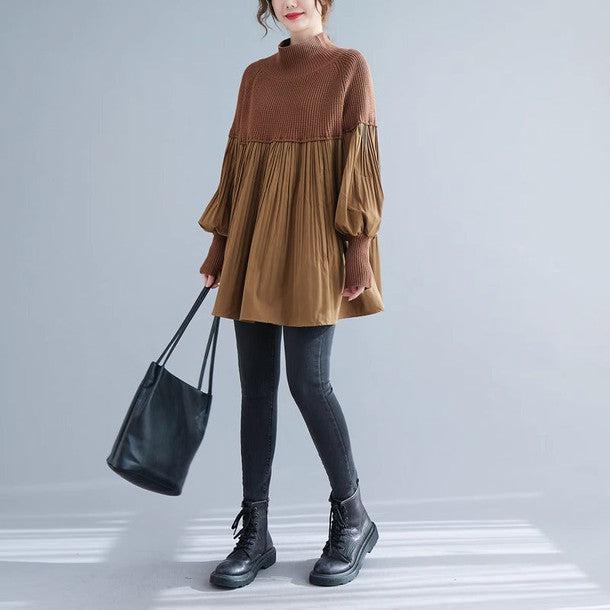 ハイネックニットドッキングプリーツブラウス 6395-画像8-韓国ファッション通販POPREA［ポップリア］