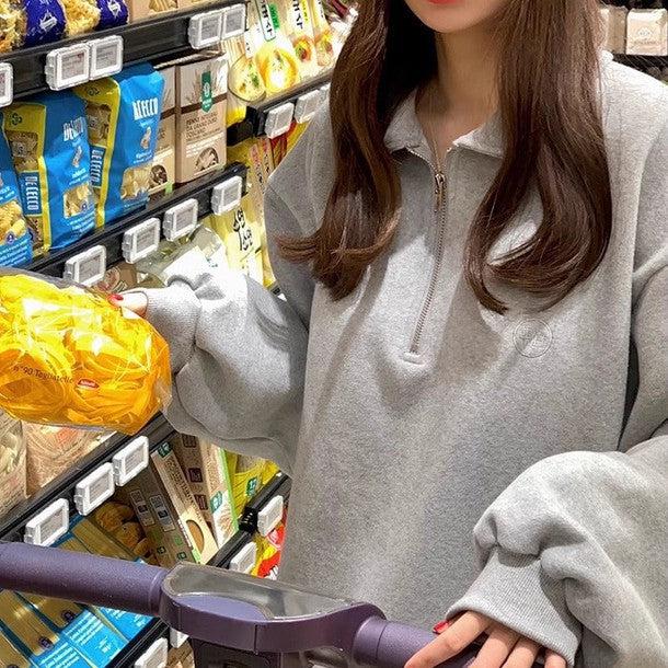 襟付きハーフジッパーワンピース 6439-画像8-韓国ファッション通販POPREA［ポップリア］